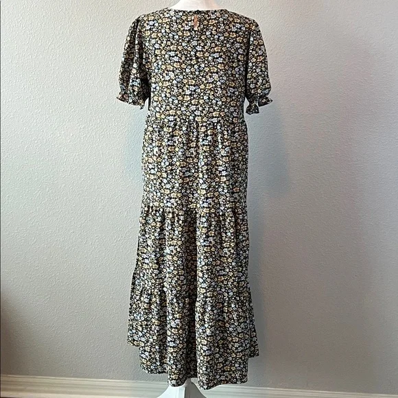 PrettyGarden Floral Ruffle Tiered Midi Dress Blue/Tan Size Small NWT - Picture 5 of 8